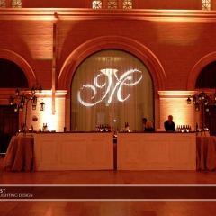 Joe Mauer Wedding with monogram on Bar backdrop