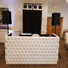 White Tufted leather DJ booth at Bearpath