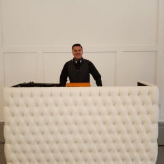 White Tufted DJ booth