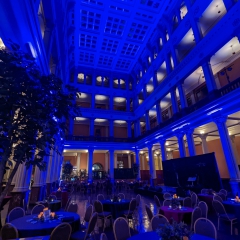 Landmark Center Blue wedding lighting by Instant Request