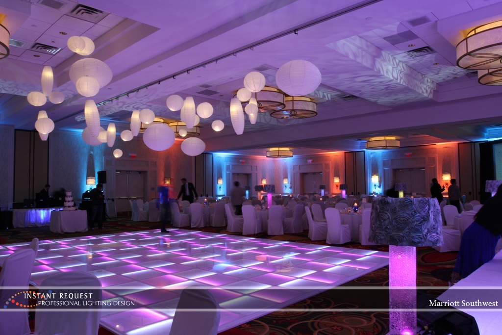 Wedding led uplighting at Marriott 11